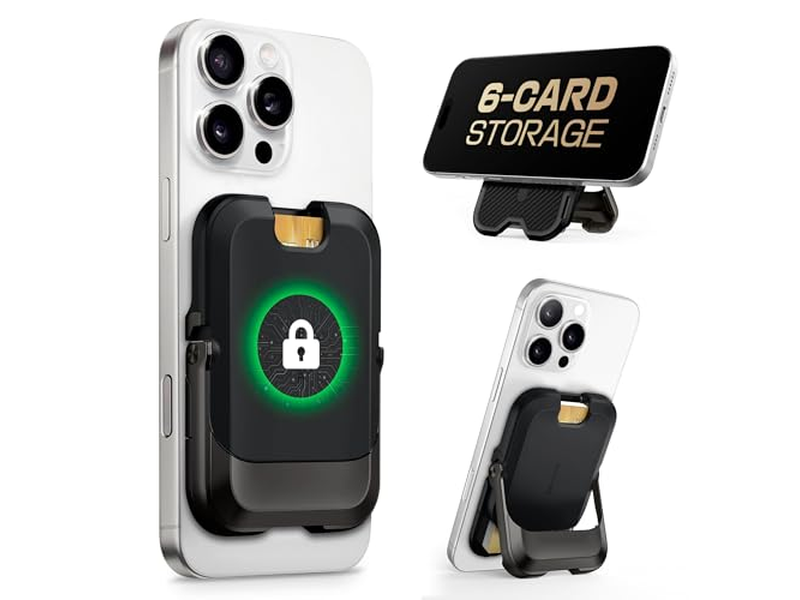 Cartera magnética con soporte para 6 tarjetas Soporte para teléfono con bloqueo RFID