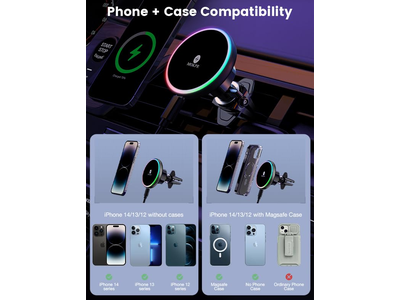 Cargador de coche inalámbrico Magsafe con soporte para coche de 15W