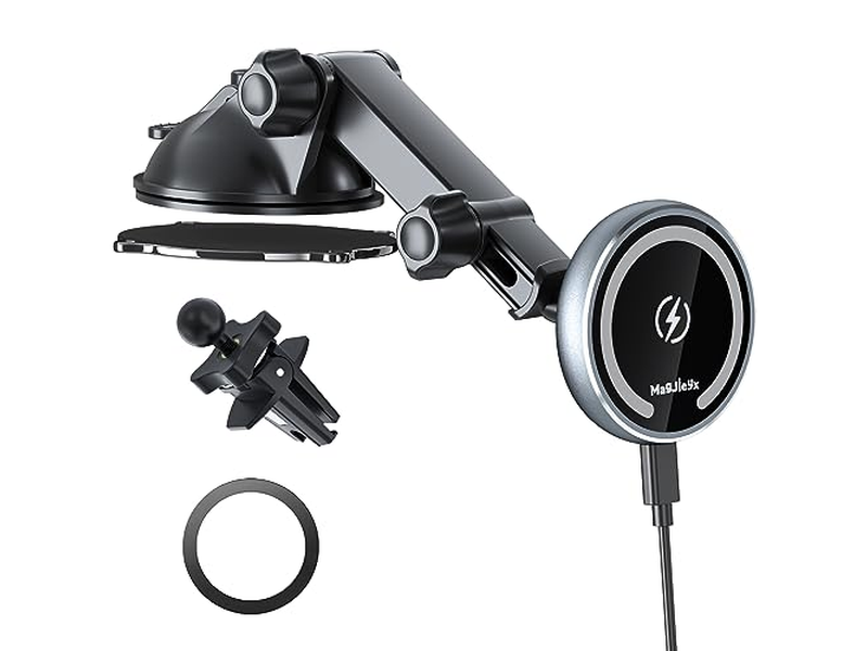 Soporte para teléfono con alineación automática y cargador para montaje en automóvil MagSafe