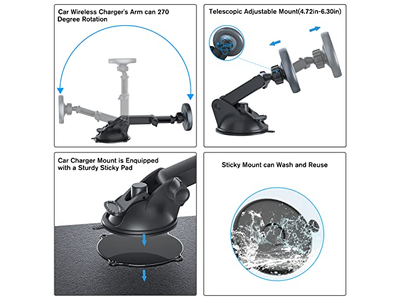 Soporte para teléfono con alineación automática y cargador para montaje en automóvil MagSafe