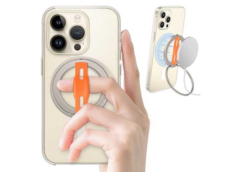Soporte de agarre para teléfono compatible con MagSafe con correa para dedo reemplazable