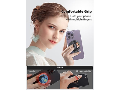 Agarre para teléfono MagSafe con soporte de anillo magnético extraíble y soporte