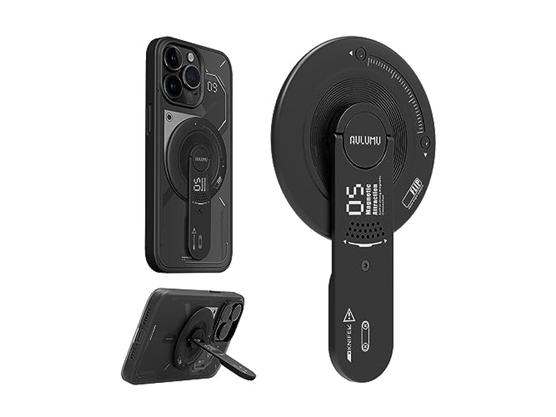 MagSafe Stand Grip - Soporte para teléfono ajustable extraíble de 360 grados - Negro