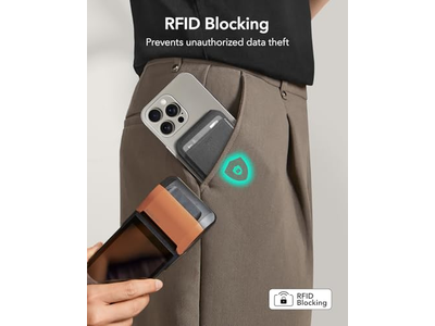 Cartera MagSafe con 5 tarjeteros, bloqueo RFID, soporte delgado y ajustable