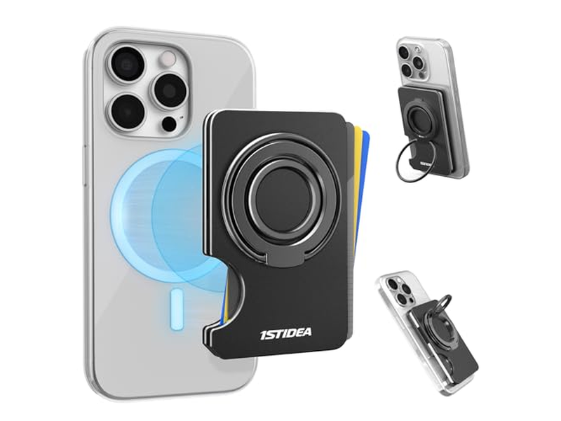 MagSafe Wallet Tarjetero magnético para teléfono Estuche rígido delgado Negro