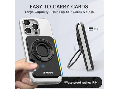 MagSafe Wallet Tarjetero magnético para teléfono Estuche rígido delgado Negro