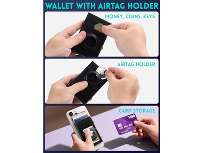 Cartera MagSafe con soporte AirTag Tarjetero delgado con Elasti