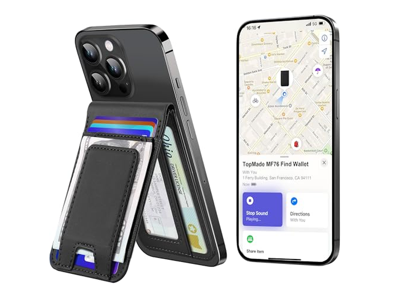 Cartera MagSafe con clip para billetes funciona con el tarjetero Find My 8 Bla