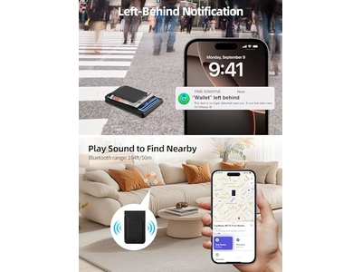 Cartera MagSafe con clip para billetes funciona con el tarjetero Find My 8 Bla
