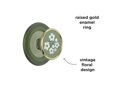 Agarre para teléfono con soporte magnético, parte superior intercambiable, flor verde