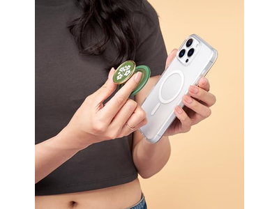 Agarre para teléfono con soporte magnético, parte superior intercambiable, flor verde