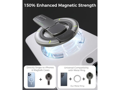 Agarre para teléfono con anillo magnético y rotación de 360 grados para todos los teléfonos