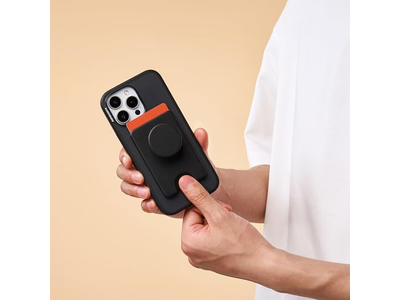 Cartera para teléfono con agarre expandible y anillo adaptador MagSafe - Negro