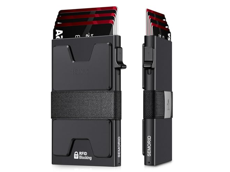 Cartera delgada de aluminio con tarjetero y bloqueo RFID para tarjetas 12plus Plus