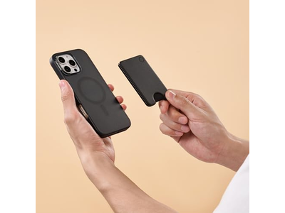 Cartera delgada para teléfono y tarjetero compatible con carga inalámbrica - Negro