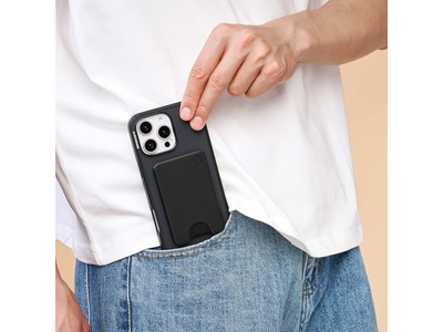 Cartera delgada para teléfono y tarjetero compatible con carga inalámbrica - Negro
