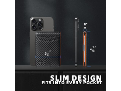 Cartera delgada para hombre con 12 ranuras para tarjetas, ventana de identificación y clip para billetes