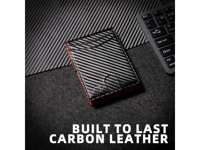 Cartera delgada para hombre con 12 ranuras para tarjetas, ventana de identificación y clip para billetes