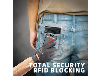 Cartera delgada para hombre con 12 ranuras para tarjetas, ventana de identificación y clip para billetes