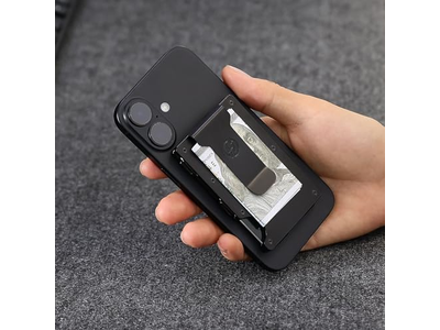 Cartera delgada con clip para billetes Tarjetero de metal con bloqueo RFID Negro