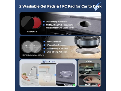 Soporte para teléfono con ventosa y almohadillas de nanogel lavables