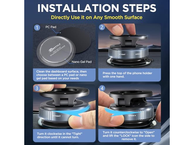 Soporte para teléfono con ventosa y almohadillas de nanogel lavables