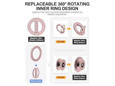 Soporte Ultra Phone Grip con bucle elástico reemplazable y sujeción magnética