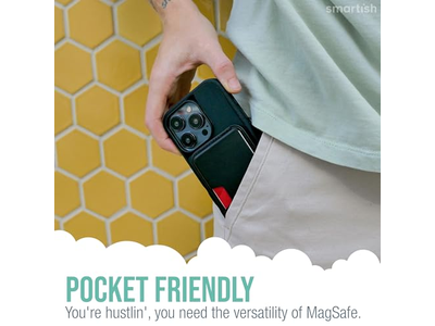 Tarjetero magnético desmontable delgado de cuero vegano para teléfonos MagSafe